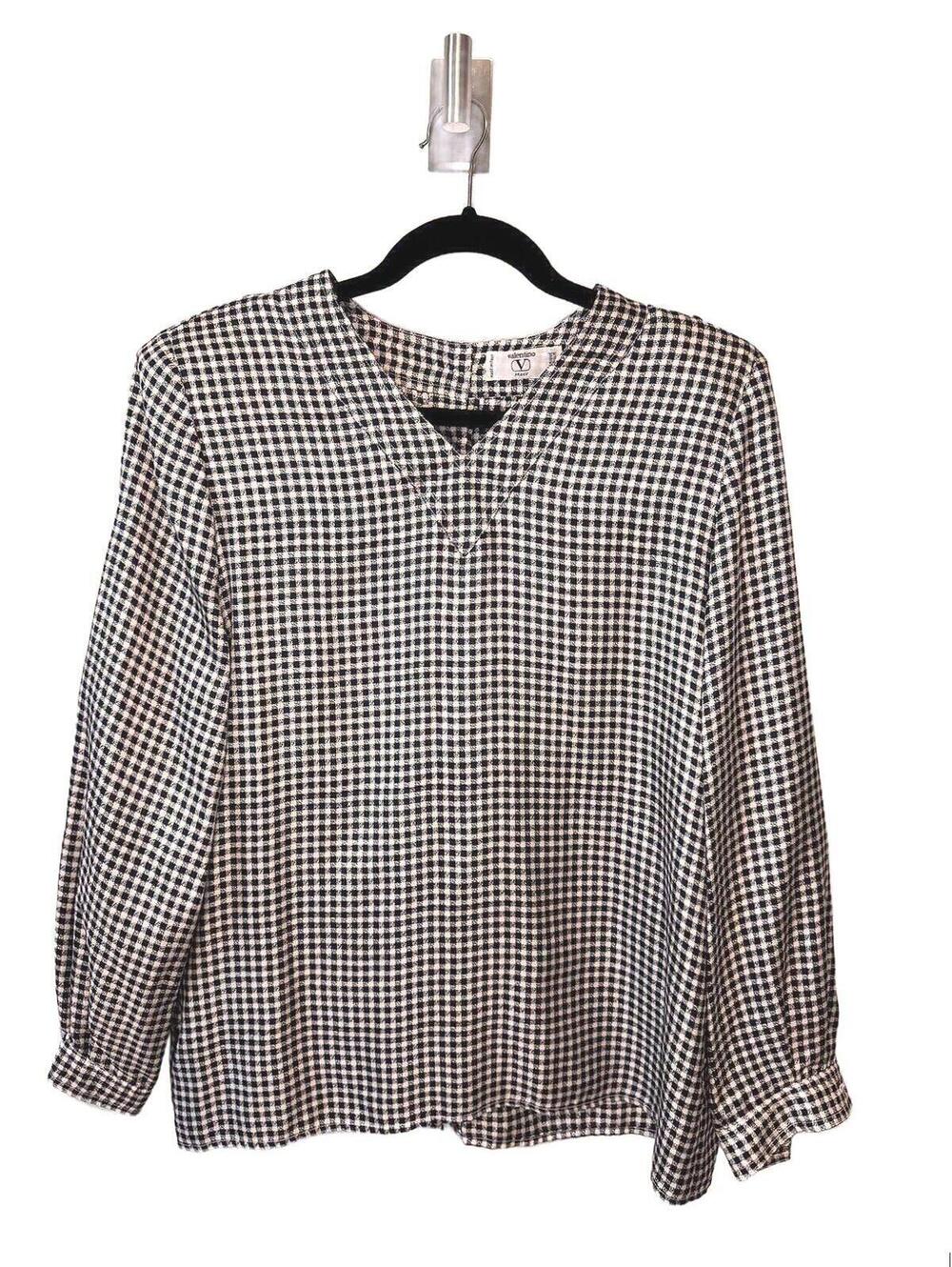 VINTAGE VALENTINO | Silk Gingham Blouse | Made in Italy | Gruppo GFT | US 10